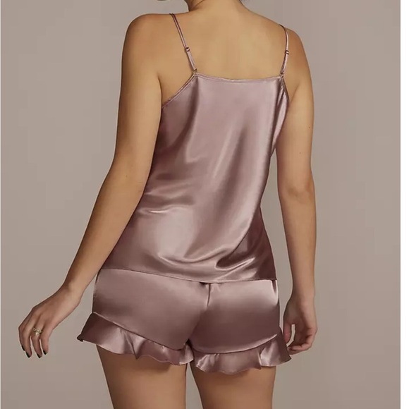 DB Studio satin Cami and ruffle flutter shorts pajama set - Picture 2 of 10